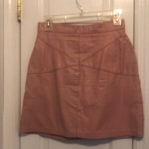 Ladies pink leather mini skirt